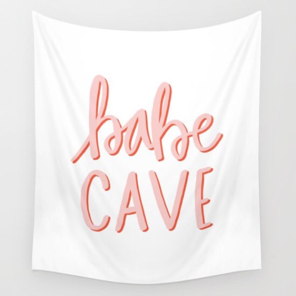 Girly Trendy Babe Cave Orange/Pink Wall Tapestry